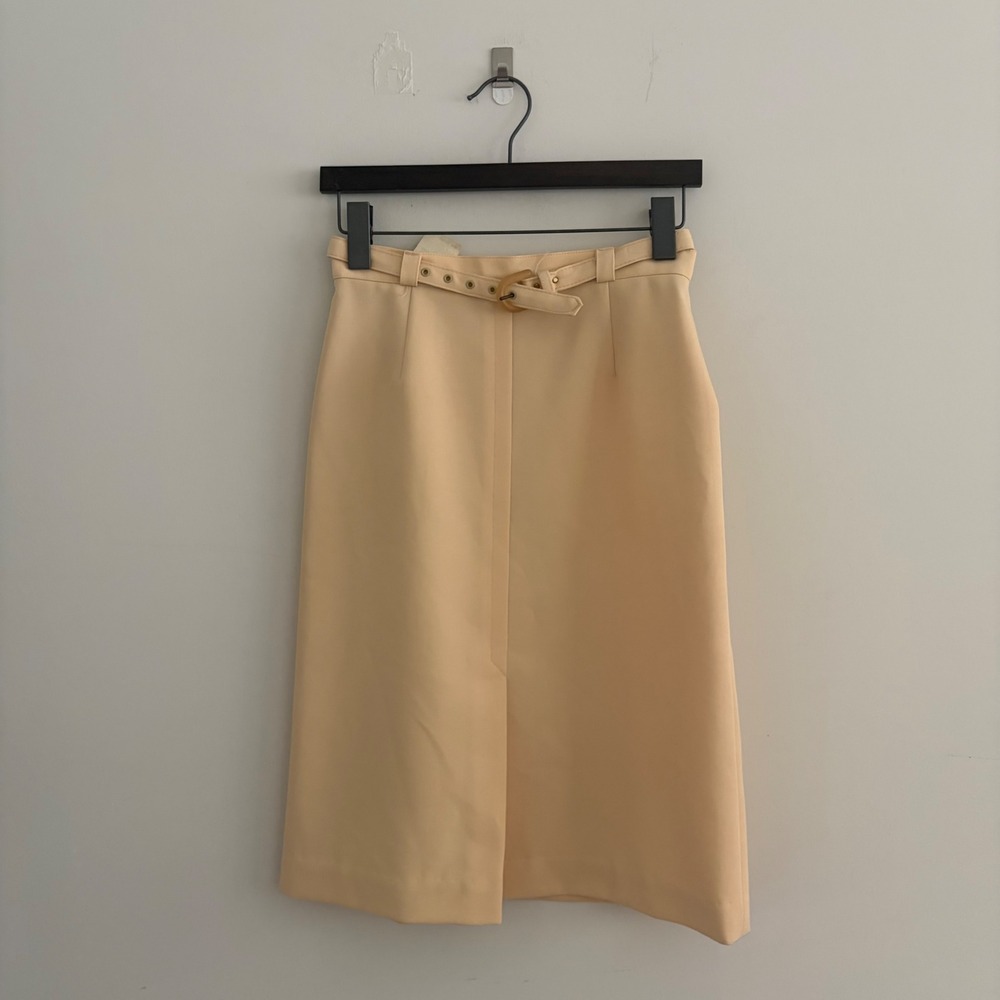 Vintage Panther ILGWU Peach Belted Pencil Skirt 8608 Made in USA 9/10